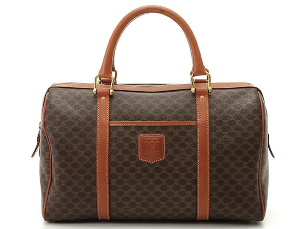 Celine Macadam Boston Bag Brown Calfskin